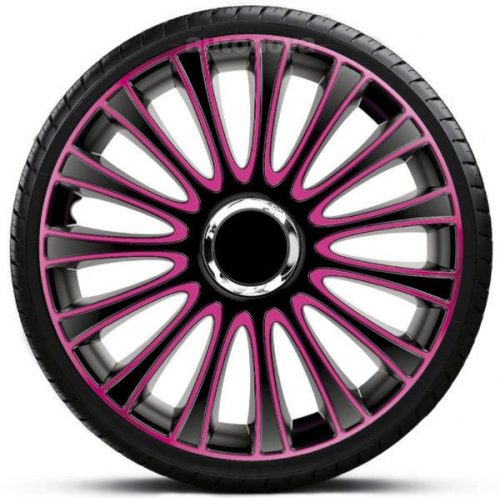 Capace decorative de 15 inch Lemans Pro Pink-Black (set de 4 bucăți)