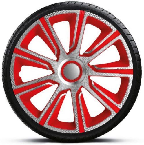 Capace roti auto Veron Carbon Silver-Red de 13 inch (4 bucăți)