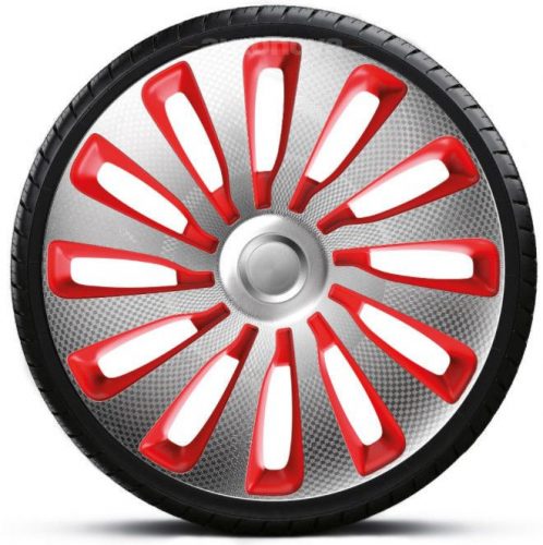 Capace decorative de 17 inch Sepang Carbon Silver-Red (set de 4 bucăți)